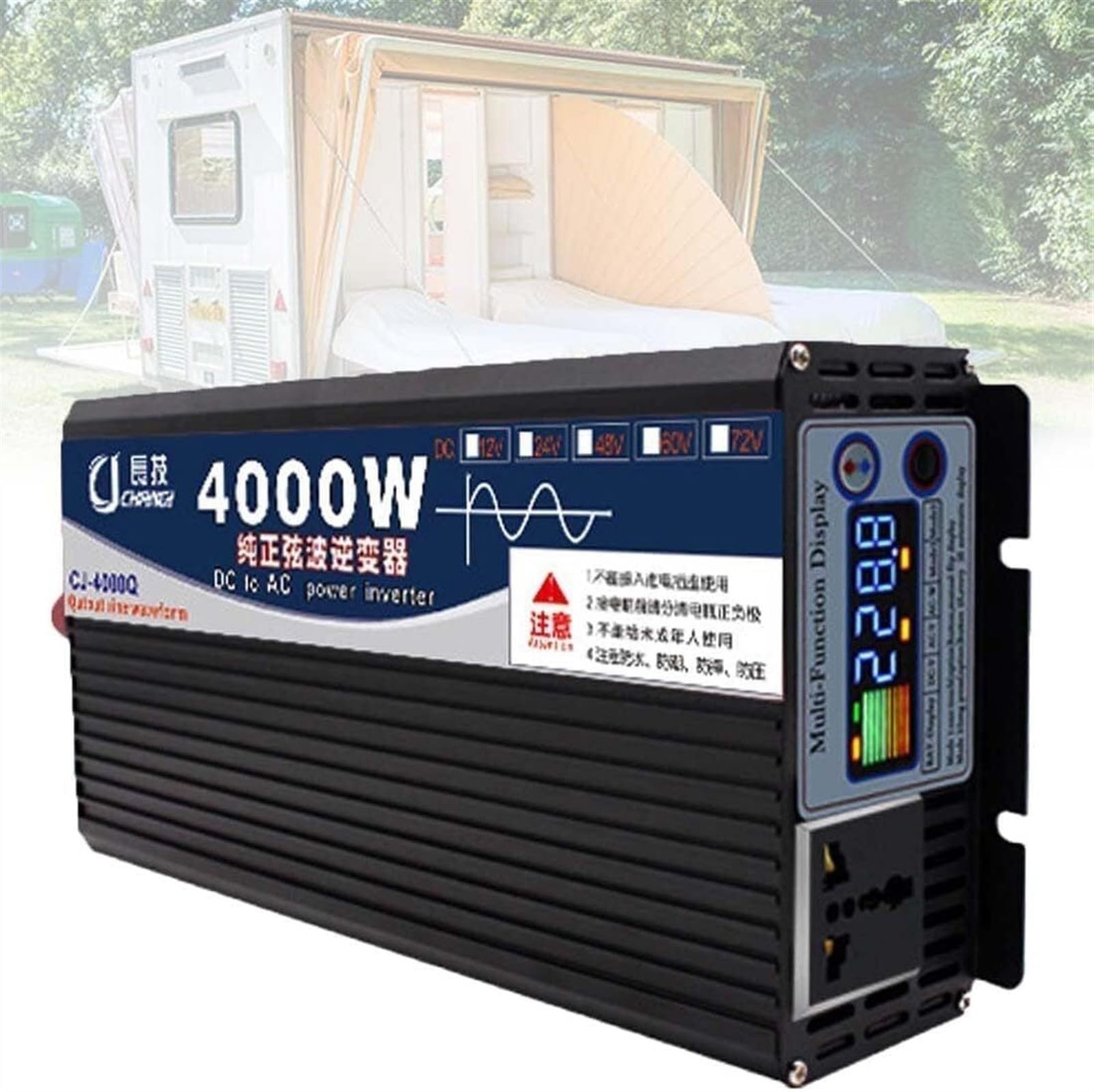 Inversor Onda Pura 3000W 4000W 5000W Inversor Solar 12V 24V 48V 60V 72V a 110V/220V 230V Convertidor de Voltaje Transformador Power Inverter De Corriente Cargador for hogar Coche (Color : 4000W, Siz
