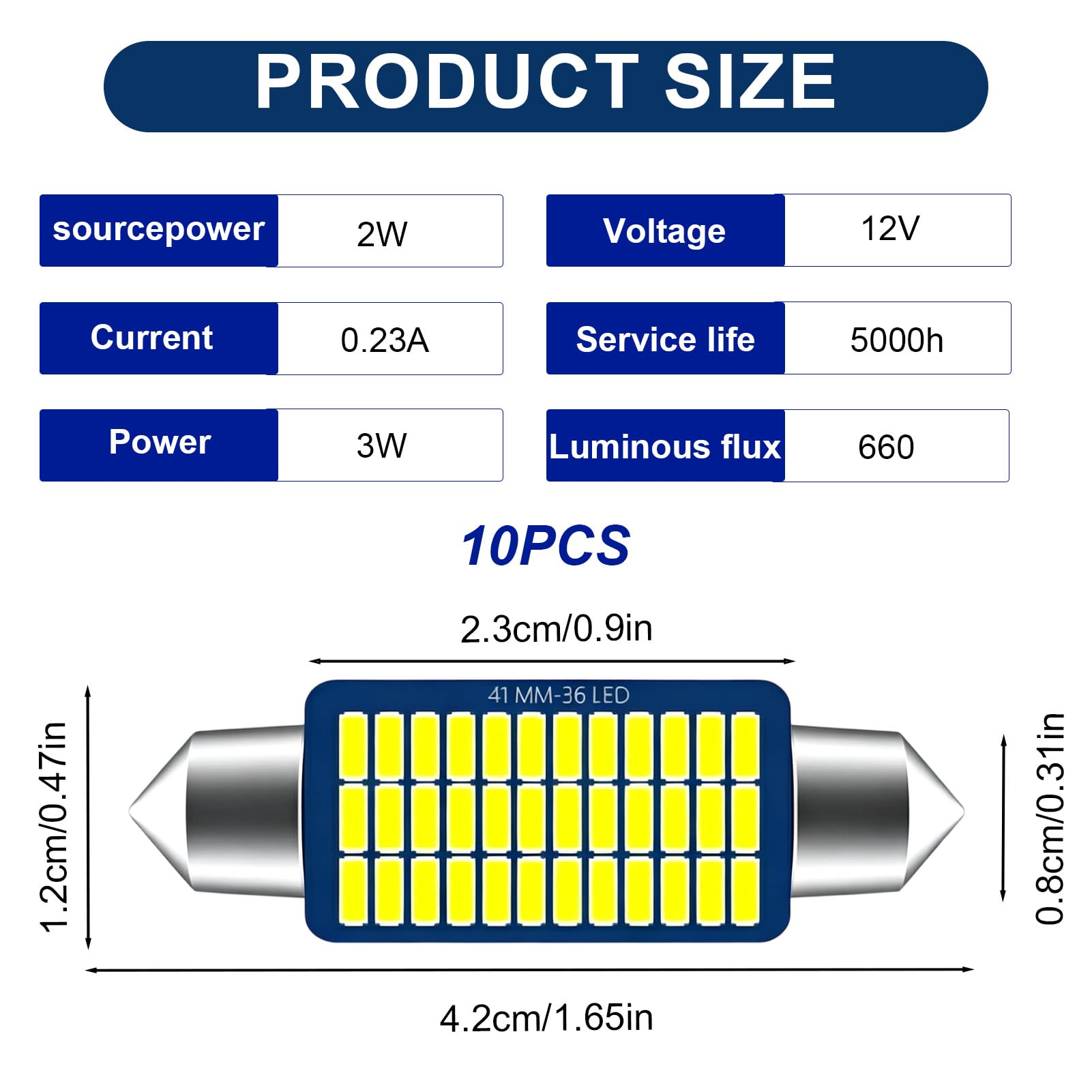 10 szt., 41 mm, żarówka festonowa LED do wnętrza samochodu, C5W, żarówka LED 12V, biała, 6000K, super jasna, do oświetlenia sufitowego, tablicy rejestracyjnej samochodu, bagażnika, kopuły