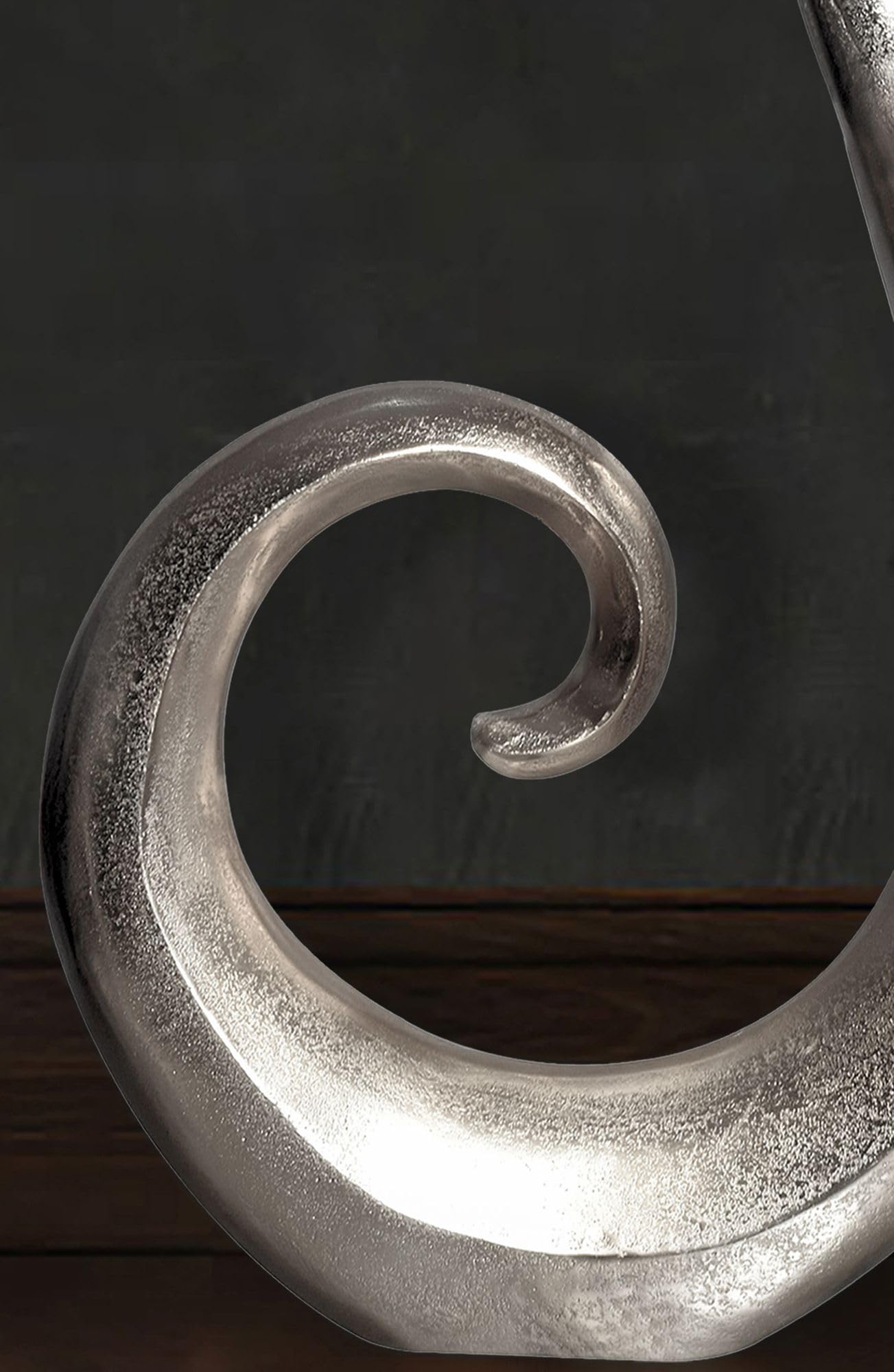 FineBuy Bodenvase Spirale 100 cm Aluminium Silber, Blumenvase XXL | Dekovase in Schnörkel-Form, Standvase handgefertigt, Wohndeko für Wohnzimmer, Flur und Esszimmer