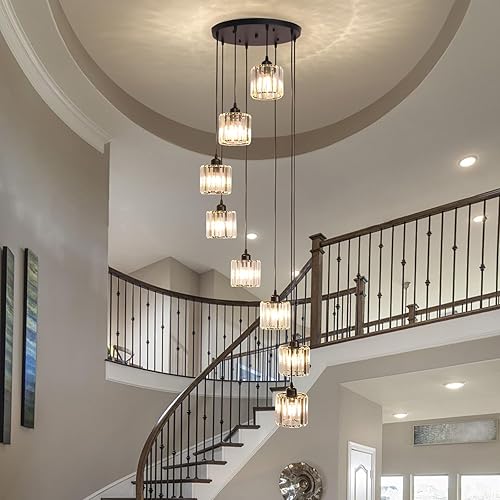 High Ceilings Long Chandeliers Modern Crystal Long Pendant Light,Long Raindrop