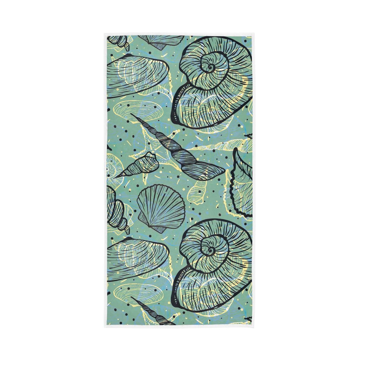 LSRCPD Marine Sea Shells Face Towels for Bathroom, Hand Towels for Bathroom, Shower, Hotel, Spa 15 x 30 Inches