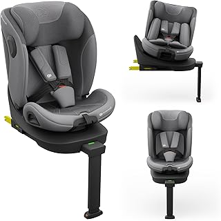 Kinderkraft I-360 2 PRO, 4-in-1-Kindersitz, 40–150 cm, einfache ISOFIX-Montage, 5 Sitzpositionen, von 0 bis 36 kg, EASY SPIN 360° für einfaches Hineinsetzen und Herausnehmen des Kindes, Grau