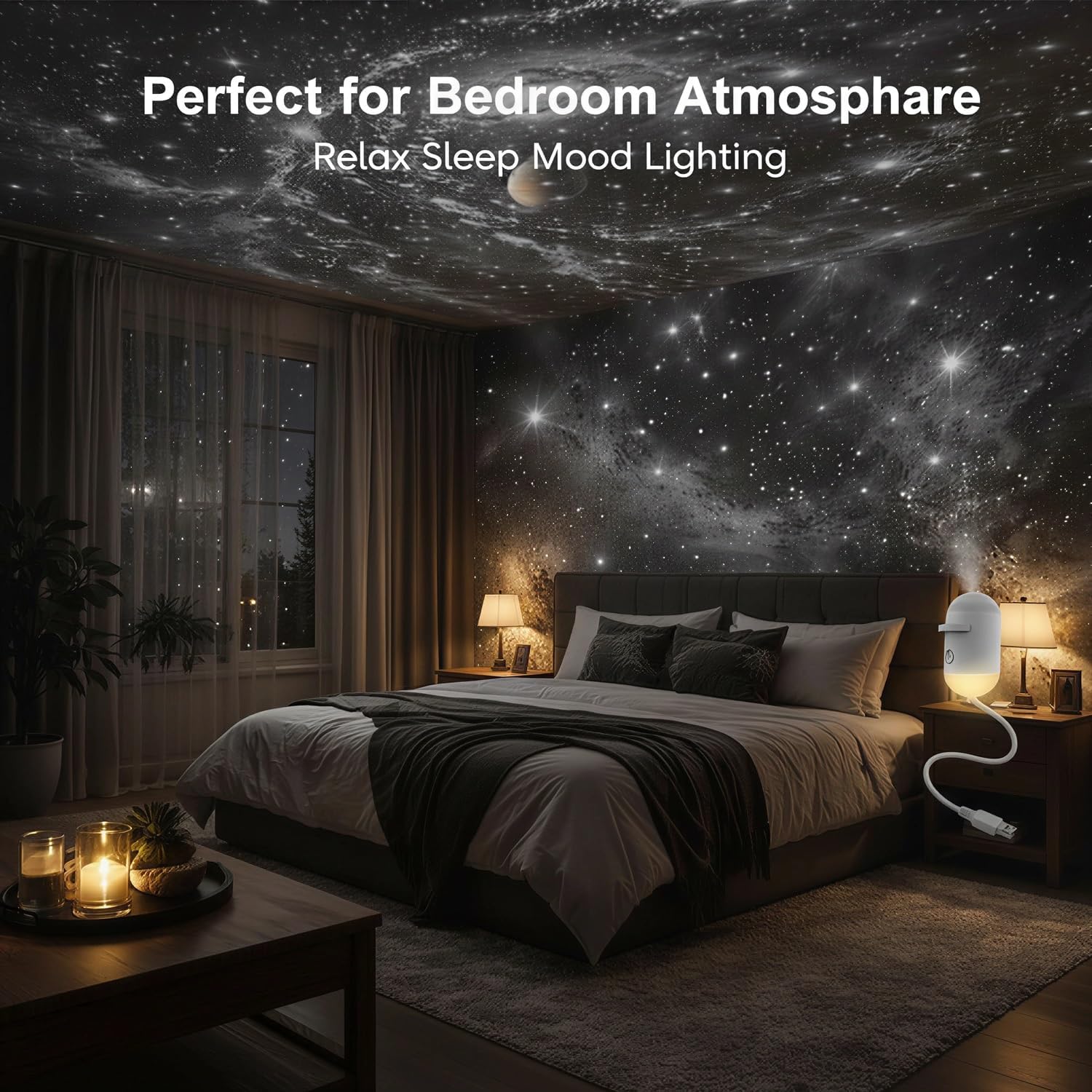 Galaxy Projector Night Light, Star Projector USB LED Starry Sky Ceiling Lamp, 24 Film Discs 360° Adjustable Planetarium Projector for Bedroom Adults, Ceiling Night Light Projector for Room Mood Decor
