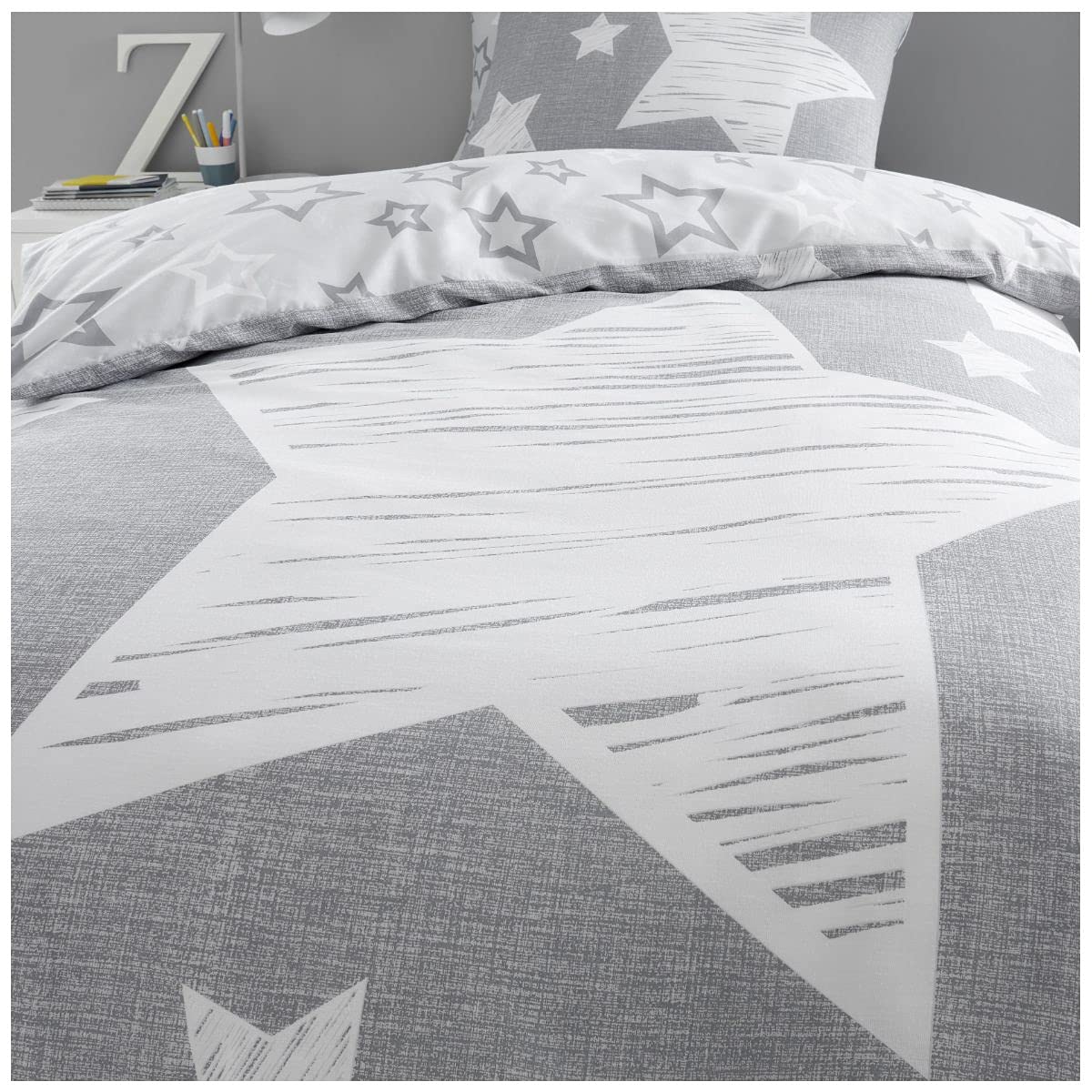 GC GAVENO CAVAILIA Kids Super Star Duvet Cover Set Double, Grey, Double Duvet Set (200x200cm) - Image 3