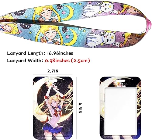 Miniatura 2 de Portatarjetas de identificación con cordón para llaves, llavero de dibujos animados para niñas, anime, lindo protector para profesores, estudiantes,