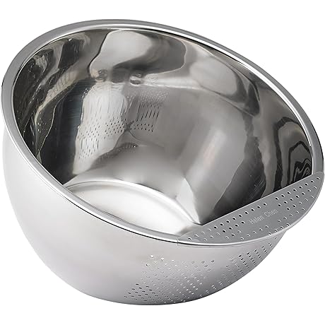 Helen's Asian Kitchen Japanese Rice Washing Bowl with Side Drainer