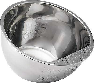 Helens Asian Kitchen Japanese Rice Washing Bowl, 3-Quart, Side Drainer