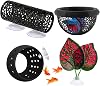 4PCS Betta Fish Accessories, Aquarium Decorations Set, Black Betta Fish Tunnel Set Cylinder Shape, Round Shape, Dome Shape, Plant Style, Observing Shy Fish Behavior, Encouraging Natural Breeding Cycle