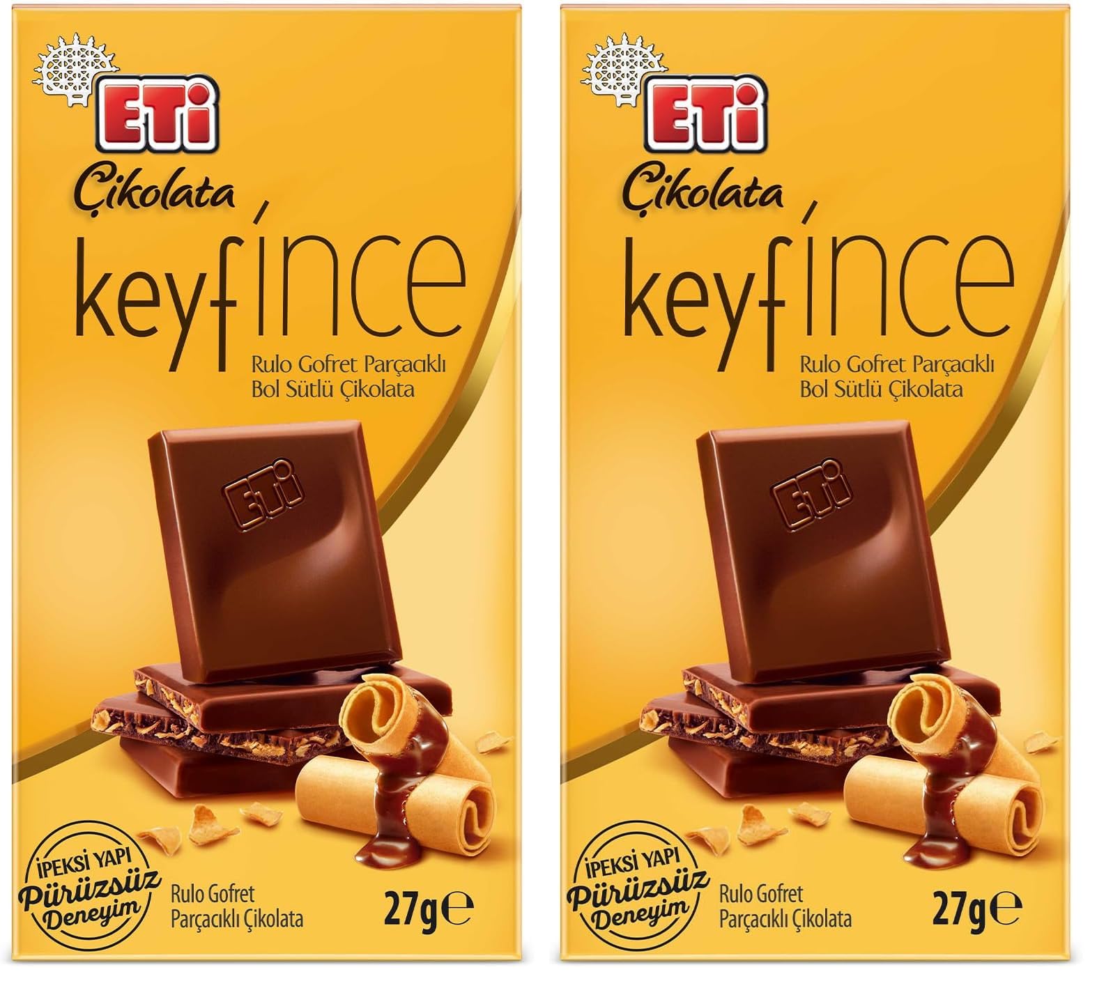 Eti Keyf'ince Rulo Gofret Parçacıklı Çikolata 70 g x 7 Adet (2 paketi)