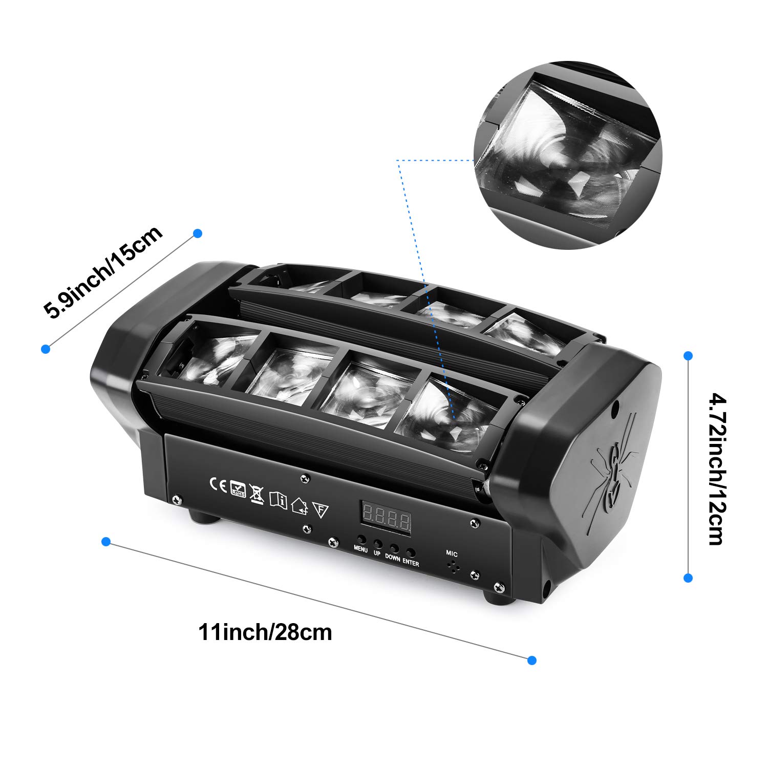 Iluminación de Escenario, Luz de Escenario LED AGPtEK RGBW 4 en 1 Luz LED de Cabeza Móvil, Compatible con DMX-512 con 4 Modos de Control para Fiestas, Conciertos, Escenarios de Actuación