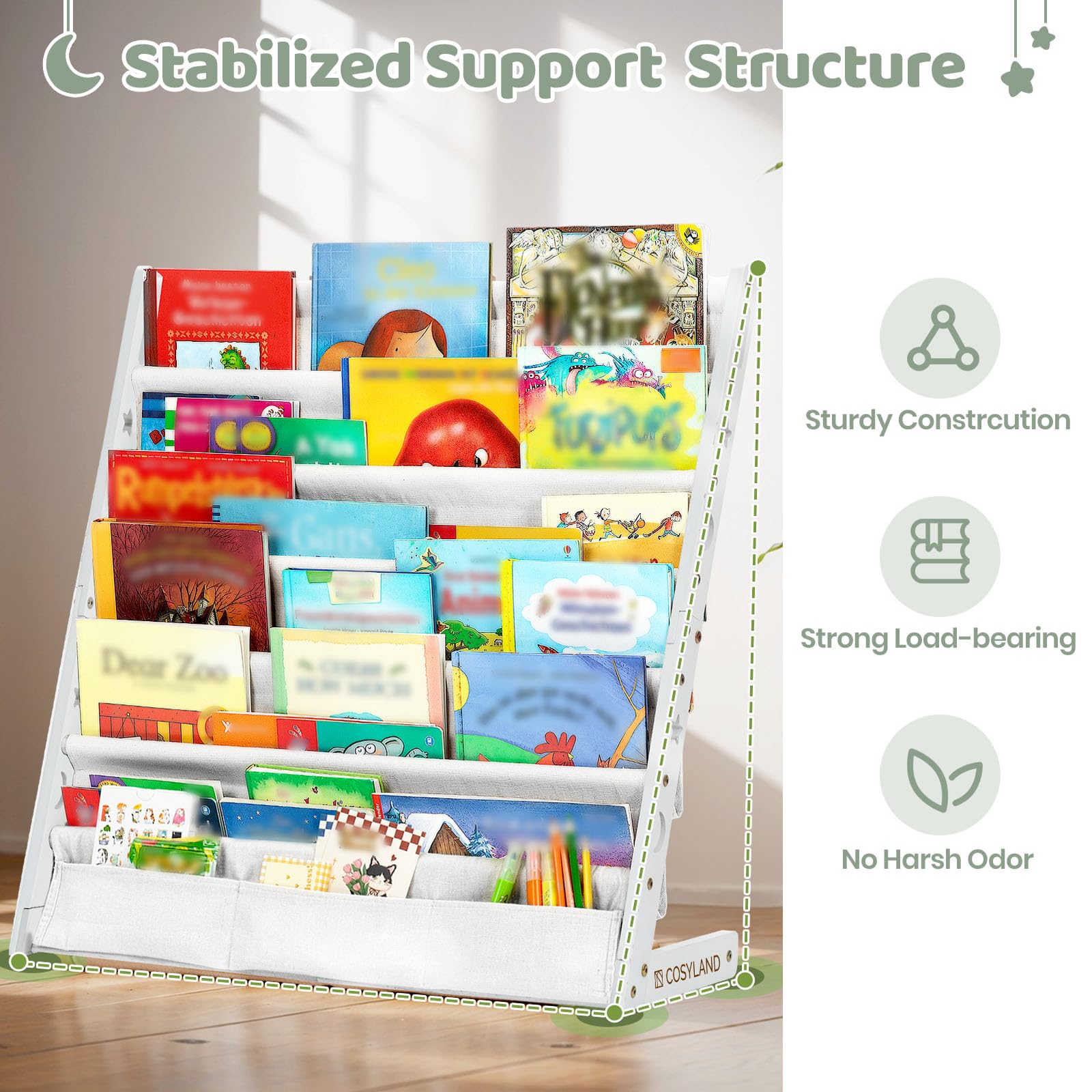 KidKraft 14415 Houten Puzzle Piece-boekenkast met drie planken - pastelkleurig
