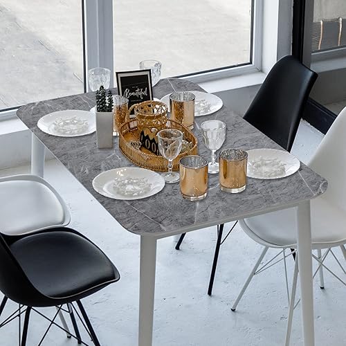 Miniatura 4 de Papel de mármol gris brillante de 2362 x 1752 pulgadas granito de papel de pared rollo de tirar y pegar papel tapiz de reacondicionamiento fácil de