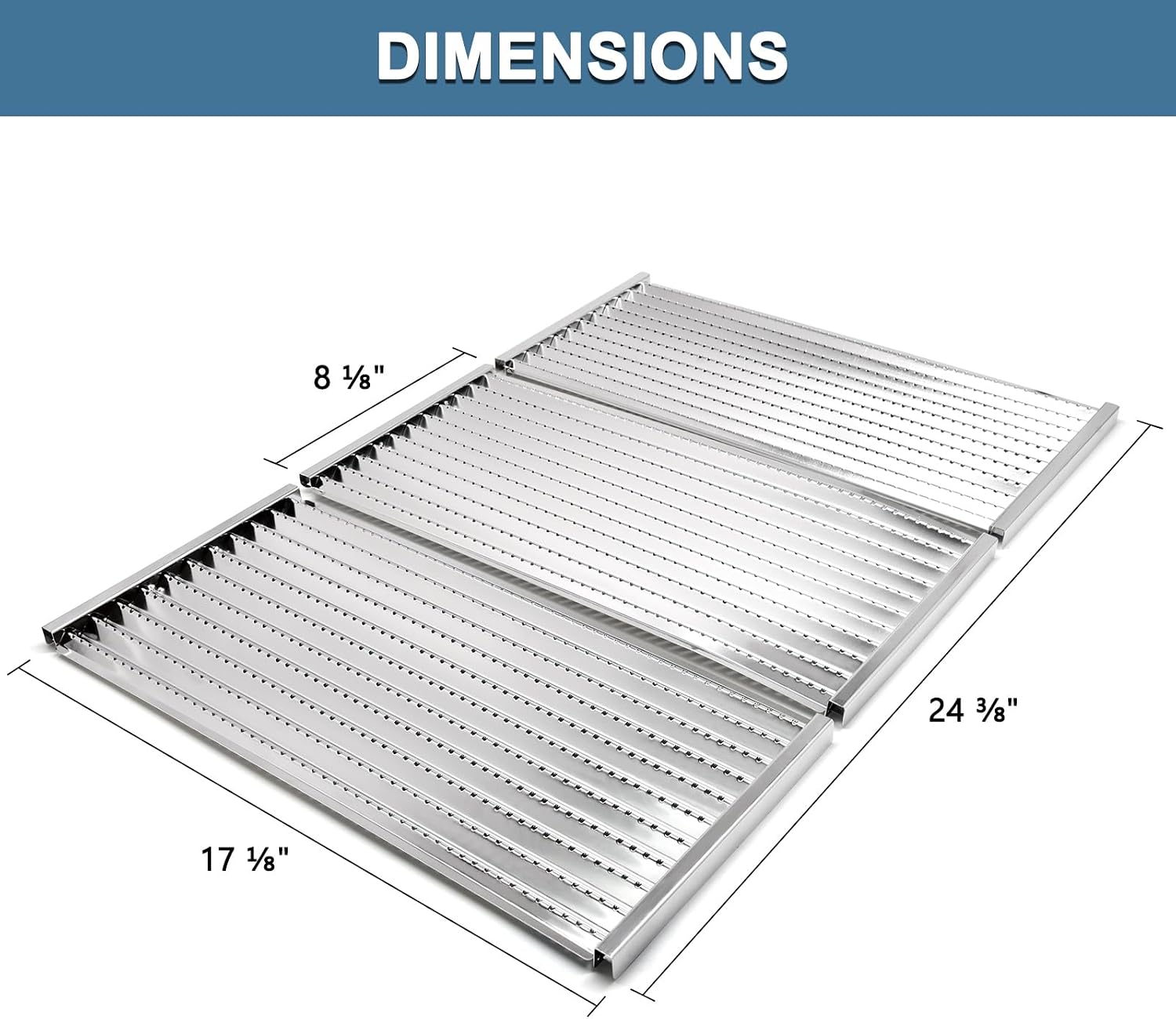 Diagram illustrating the dimensions of the grill replacement parts