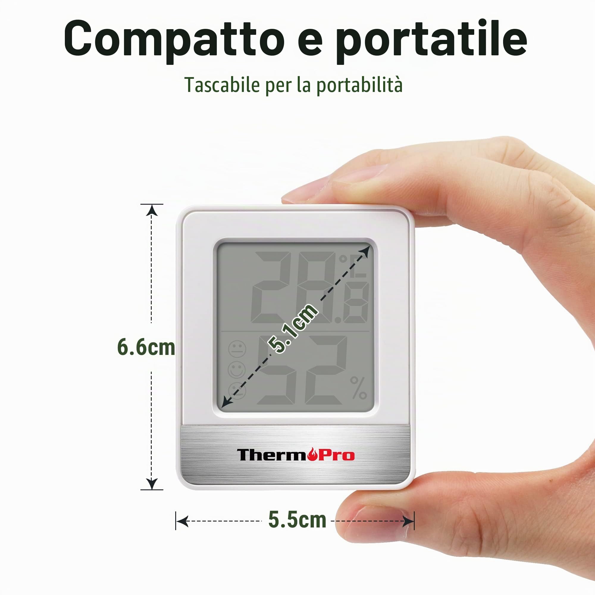 ThermoPro TP49 Mini Igrometro Termometro Digitale Termoigrometro da Interno, Bianco