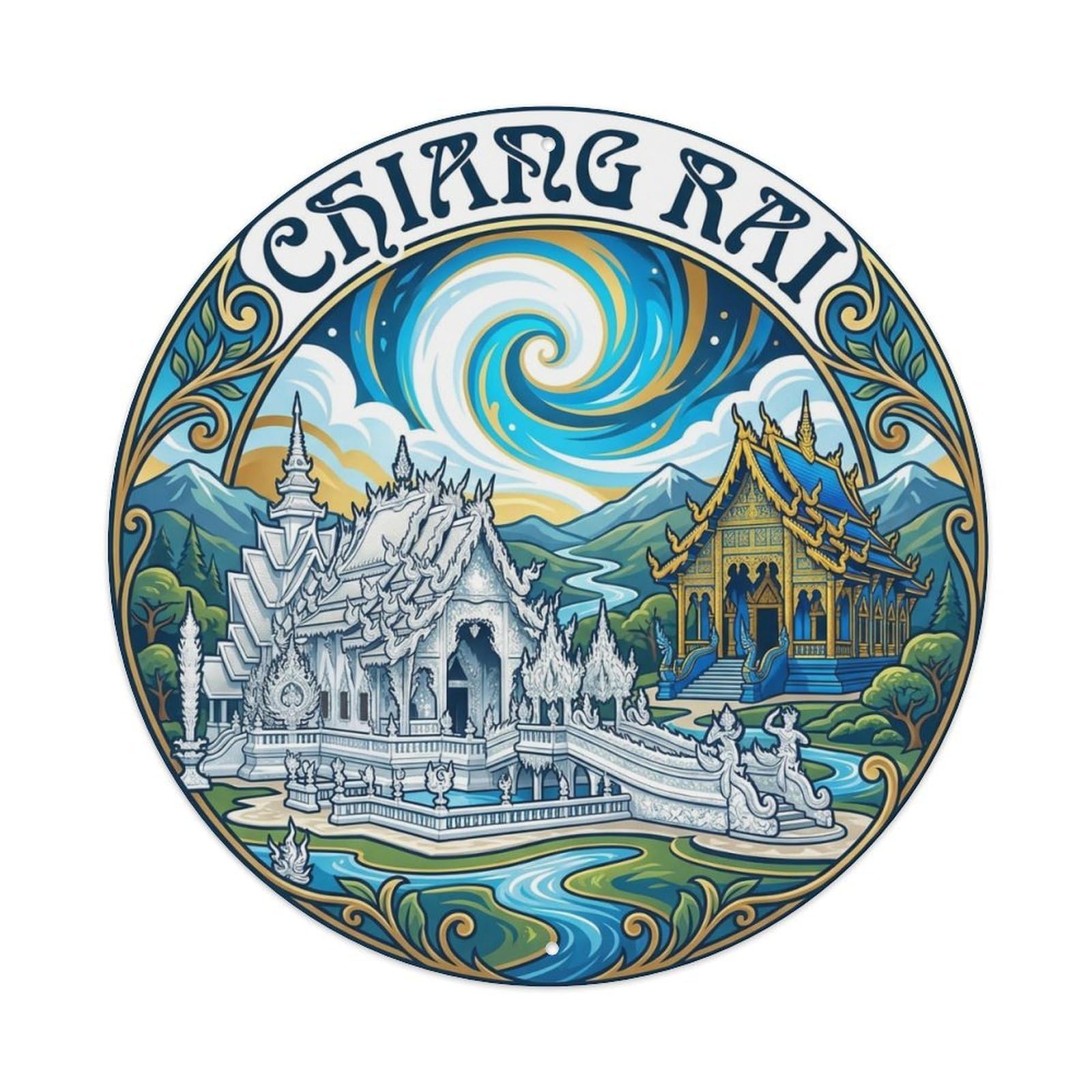 Vintage Travel Thailand Chiang Rai Metal Tin Sign