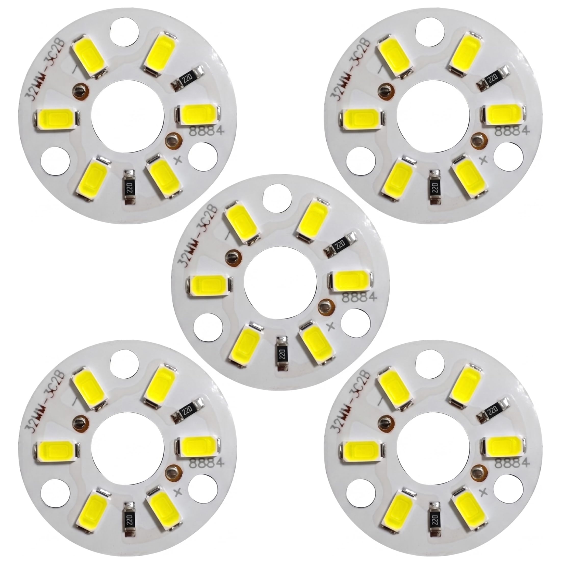 Ameble 5pcs Led Replacement 12V 3W Led Chip Cool White