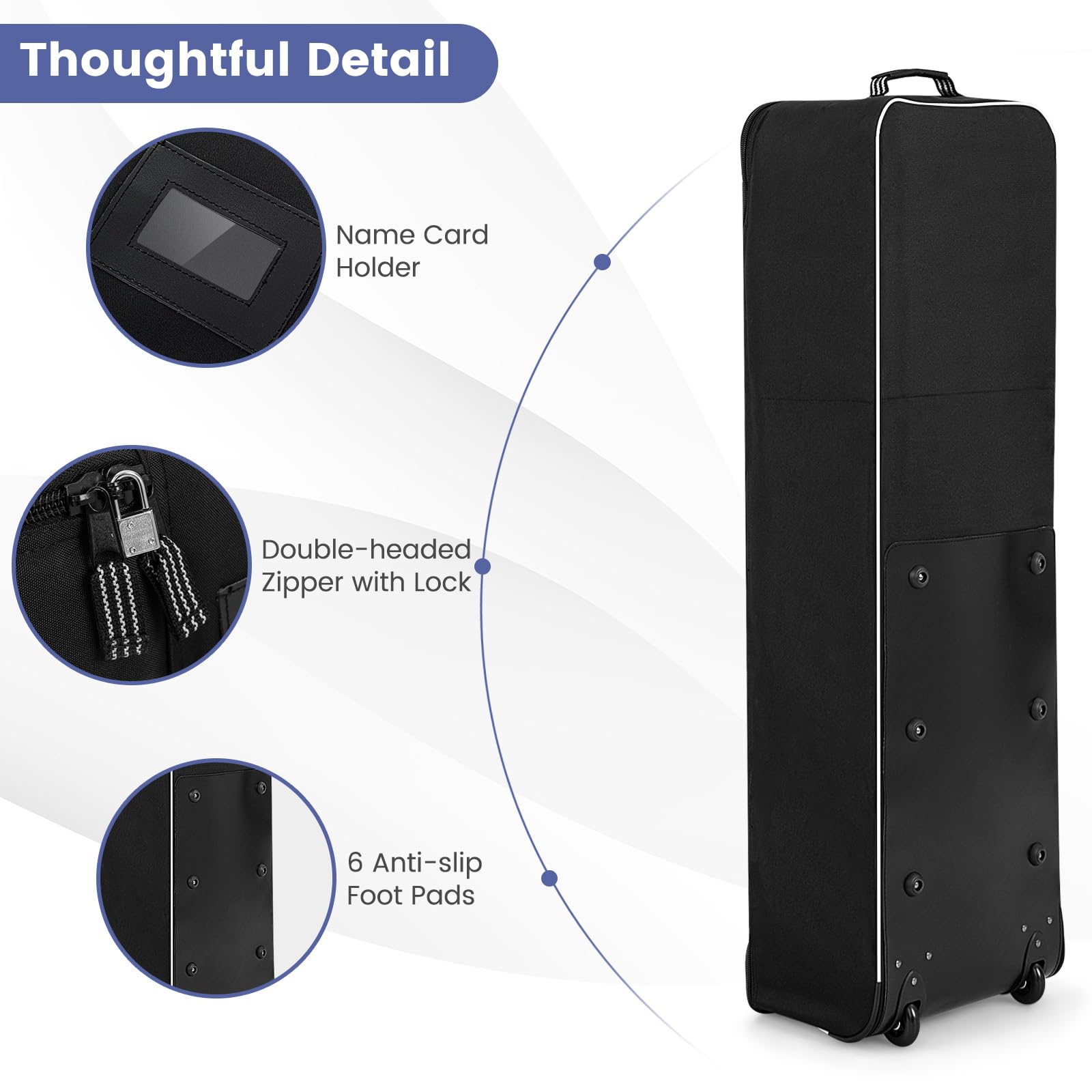 LIFEZEAL Borsa da viaggio da golf con ruote, borsa da aeroplano da golf, custodia da viaggio pieghevole in Oxford resistente all'usura e impermeabile