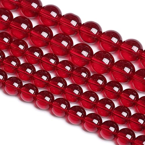Miniatura 2 de 60 cuentas sueltas de cristal rojo granate para hacer joyas, pulseras de 15 pulgadas, 1 hebra