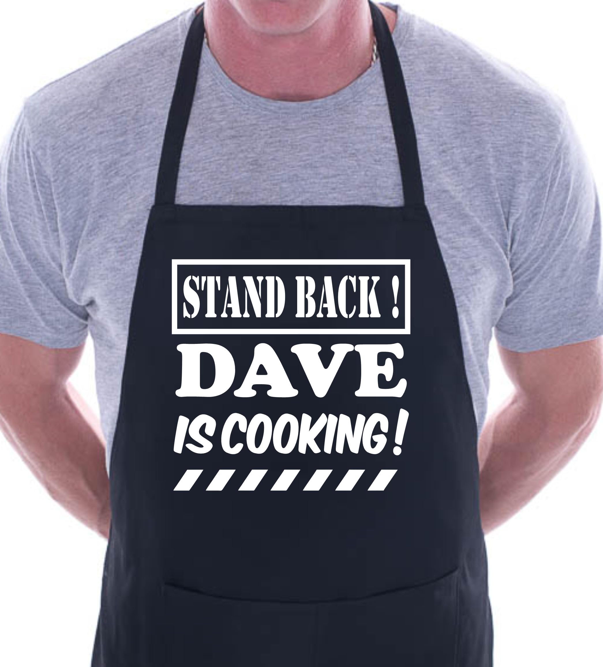 Print4u Men's Black Stand Back Dave Is Cooking Personalised Bbq Apron