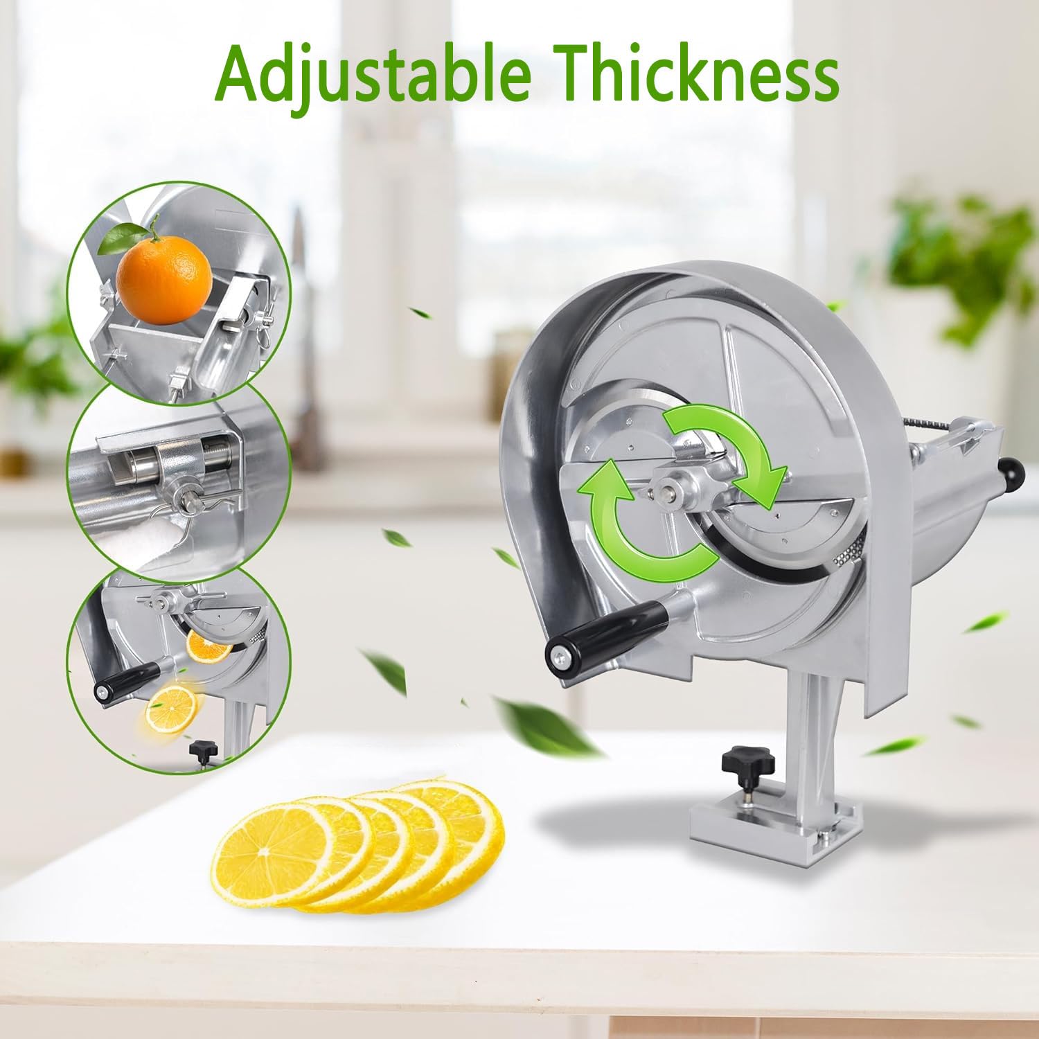 Trancheuse de légumes robuste pour restaurant, épaisseur réglable de 3 à 12,7 mm, grande goulotte d'alimentation, facile à nettoyer, coupe-pommes de terre et oignons pour cuisine