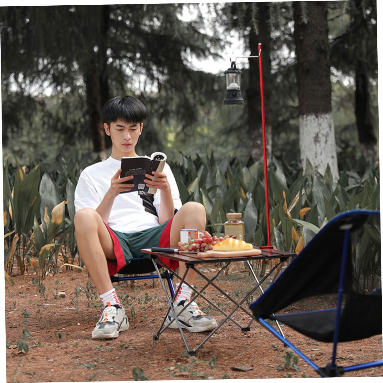 Abaodam 1Set Folding Lamp Pole Stand Portable Aluminum Alloy Light Stand for Camping Hiking and Outdoor Activities Durable and Compact Design with Strong Load Bearing Red Color