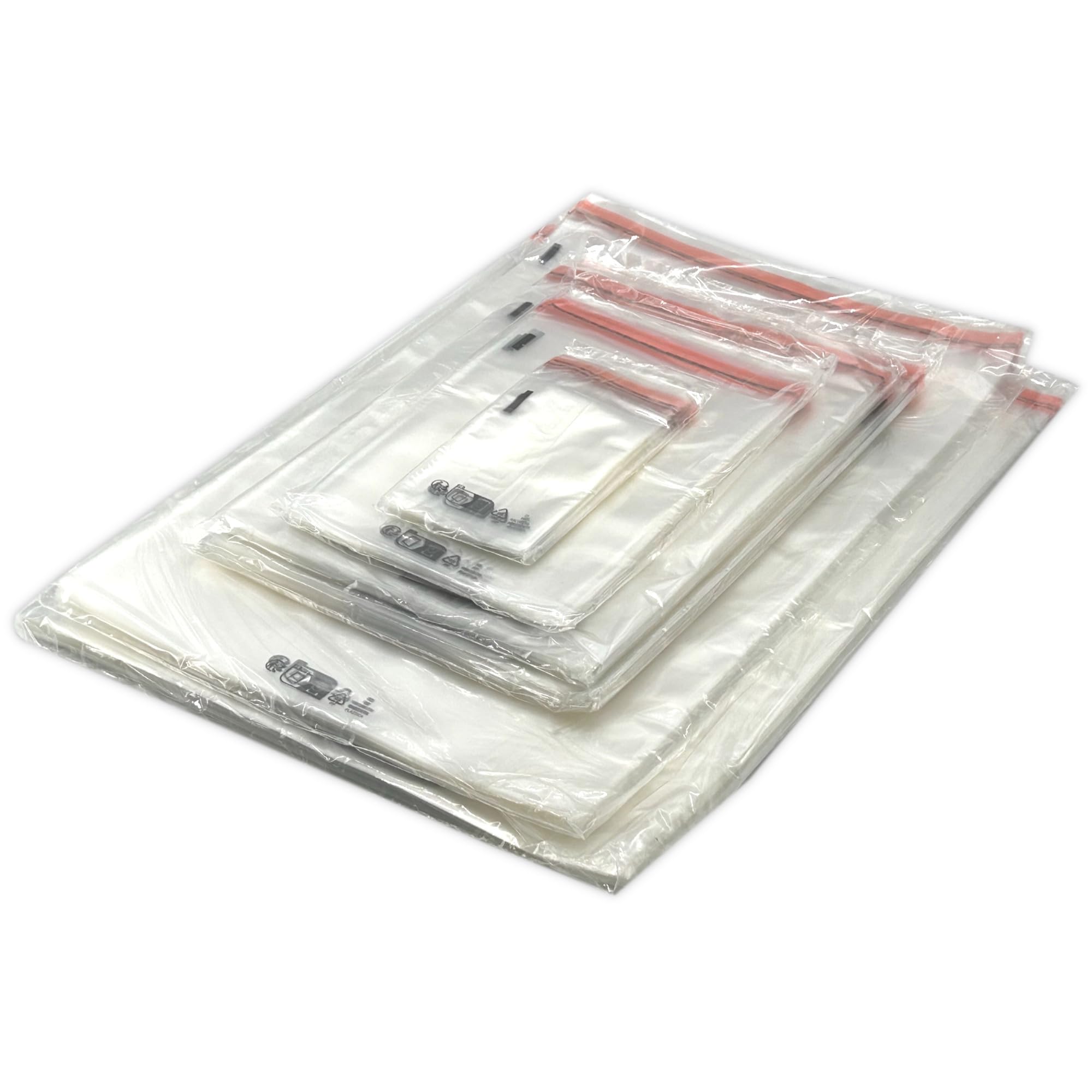 200 Grand Sachet emballage plastique transparent à fermeture adhésive repositionnable haute brillance 500 x 700 mm + rabat 40 mm pochette emballage sachet conditionnement avec texte légal sécurité