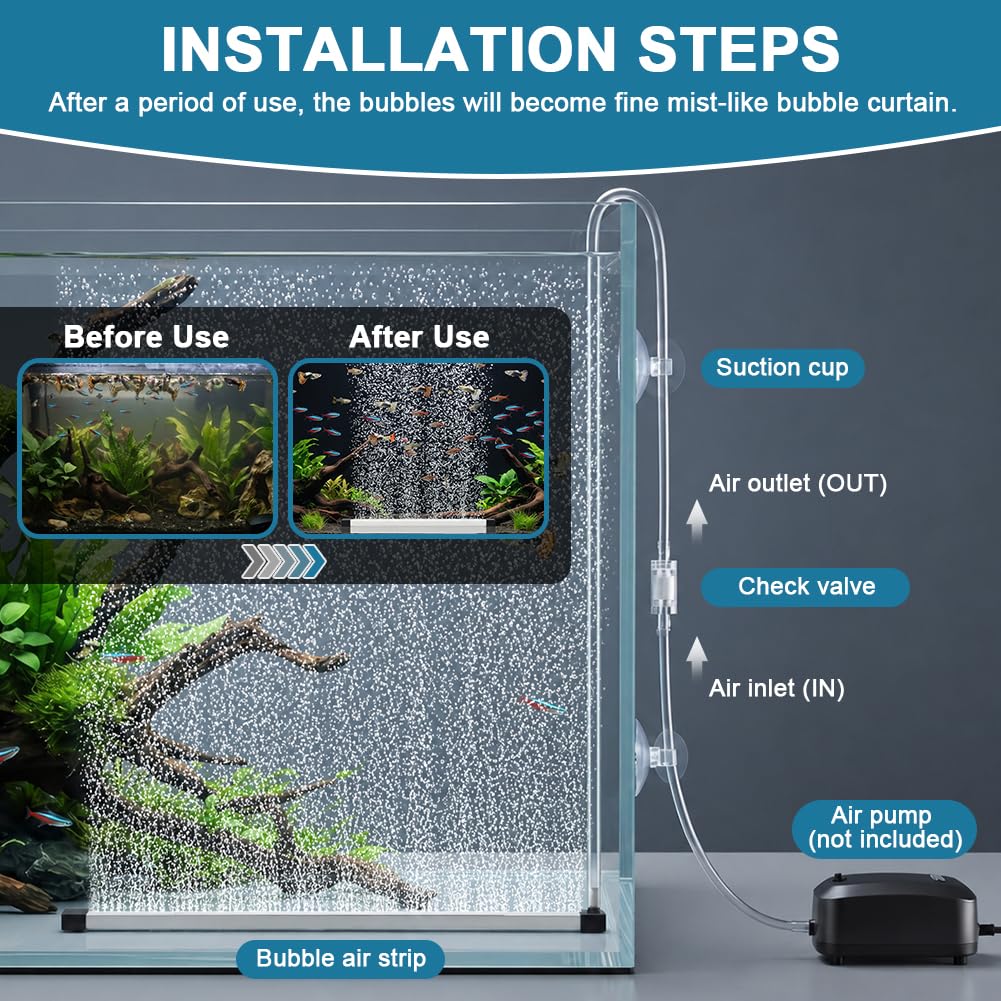 AXFEE Diffuseur Air Aquarium, 15-55cm Bulleur Aquarium Pierre à Air | 55cm Bubble d'aquarium Calme, Alliage d'aluminium,Long Strip Bar Pierre Diffuseur Air Aquarium pour Eau Douce,Eau Salée(2PCS)