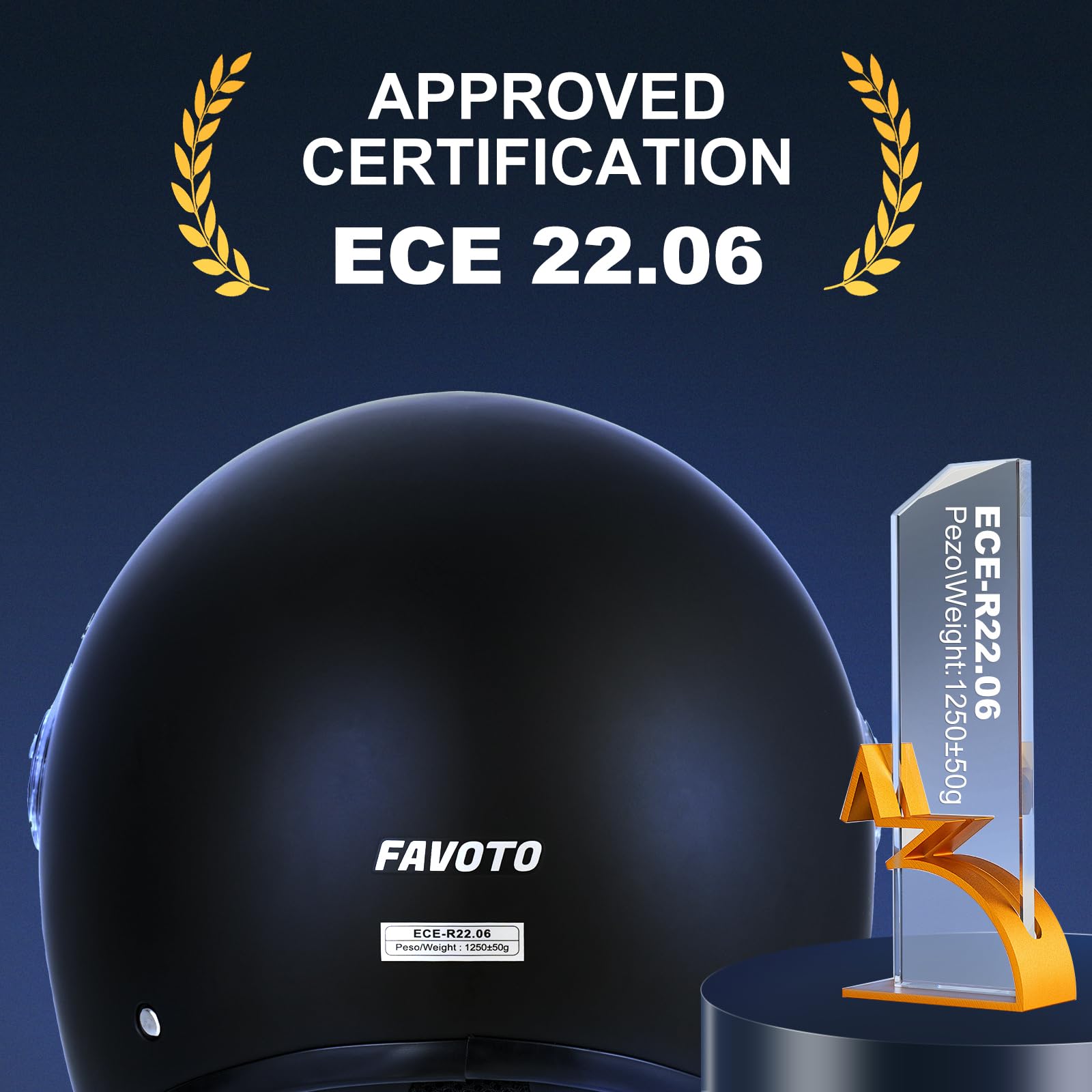 Favoto Casque Moto Jet Ouvert - Demi-Casque Scooter avec Double Visière Pare-Soleil 3/4 pour Adulte Homme Femme Respirant Homologué ECE 22.06
