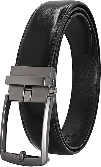 JIFANPAUL Mens Leather Ratchet Belt Holeless Adjustable Slide Buckle