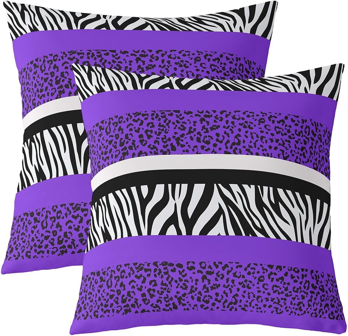 Girly Pink Leopard Print Star Throw Pillow Covers Black White Zebra Stripes Print Cushion Covers for Kids Girls Teens Adults Wild Animal Decor Dreamy Pillow Cases for Bed 24x24 Inch Set of 2