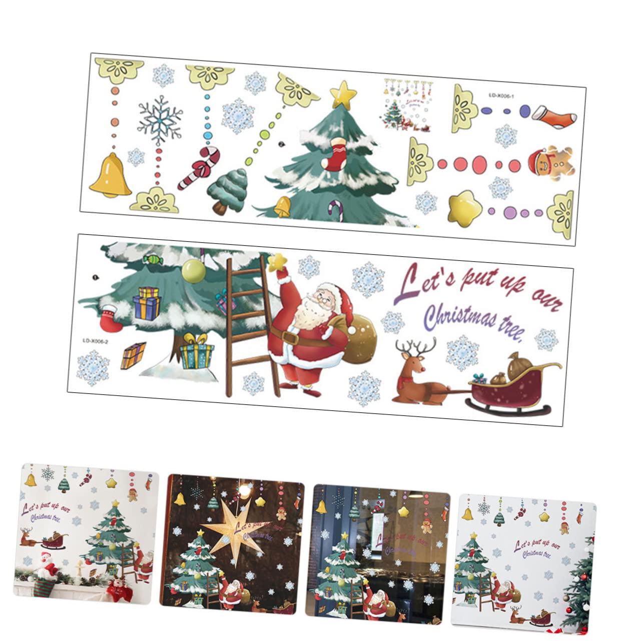 HOMSFOU 6pezzi Adesivi Per Finestre Natalizie Decorazioni Festive Per Vetrine e Pareti Facili Da Applicare e Rimuovere Design Divertente Di Babbo Natale