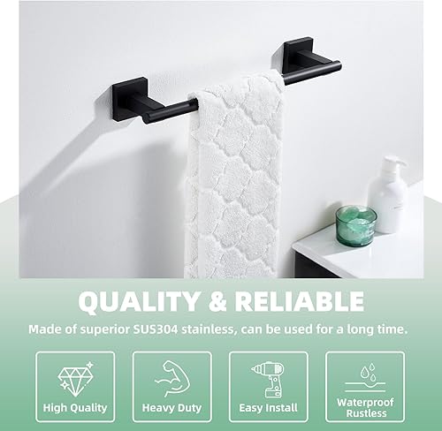 Miniatura 7 de Suyar SUS304 - Toallero de baño de acero inoxidable negro mate, toallero corto de ducha para montaje en pared