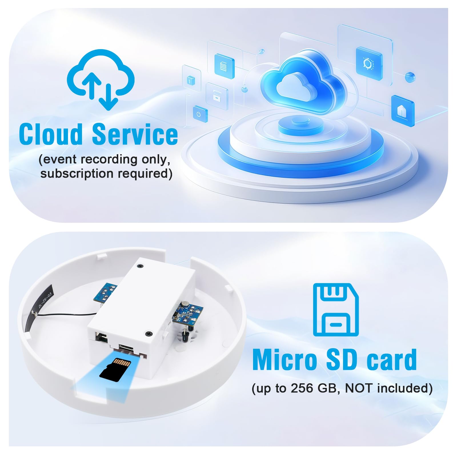 Caméra Cachée WiFi, 2,4/5G Mini Camera Espion sans Fil HD Détecteur de Fumée, HD 1080P Micro Camera Espion avec Vision Nocturne/Détection de Mouvement