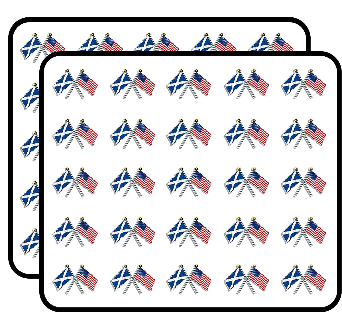 USA and Scotland Waving Flags-on Poles (American Scottish) Sticker for Scrapbooking 1" 50 Pack Stickers Waterproof Vinyl Decals
