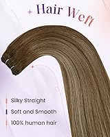 Vista 202 de LaaVoo Extensiones de cabello humano real para coser, extensiones de cabello humano de doble trama, color negro azabache, 18 pulgadas, 3.53 onzas