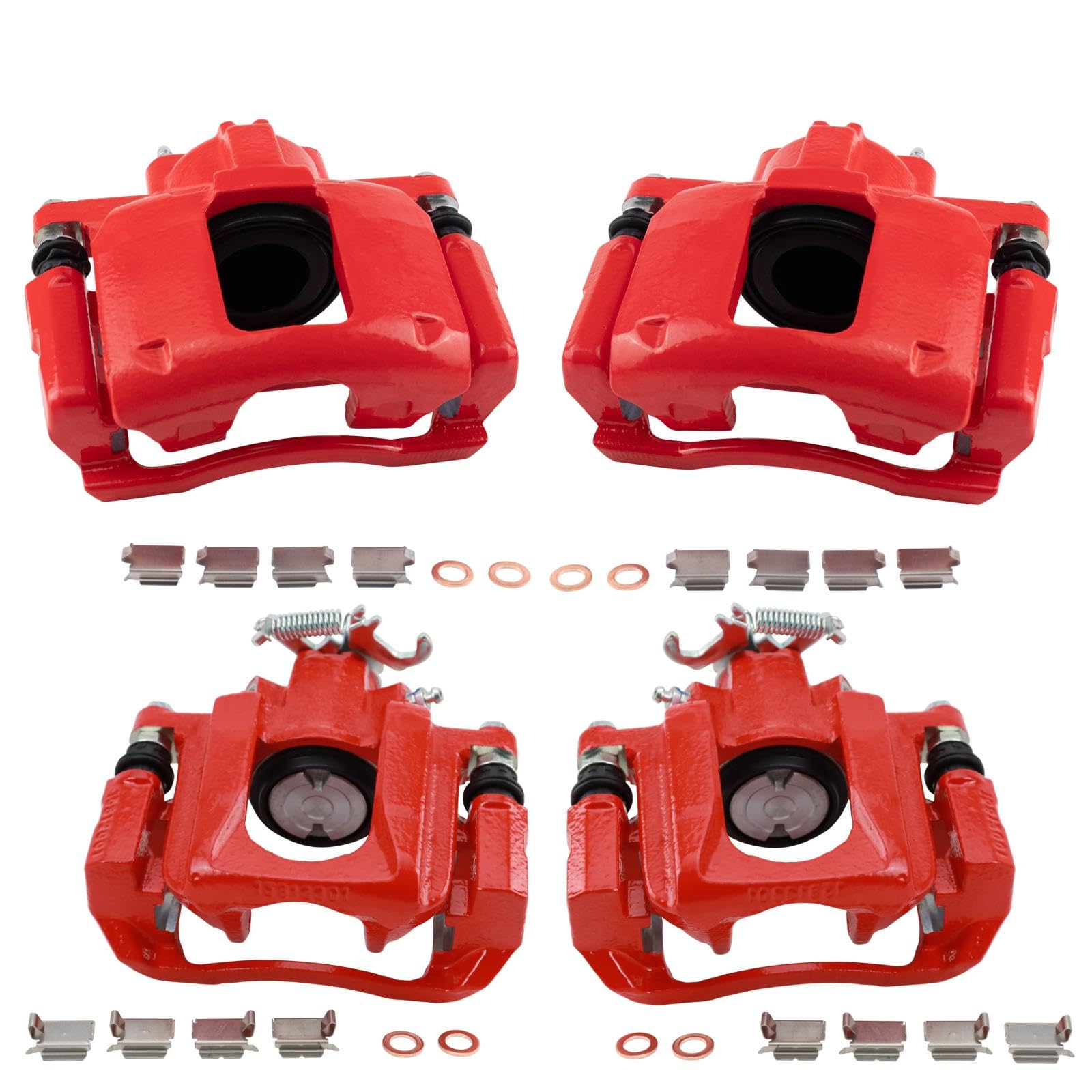 TRQ Performance Front and Rear Brake Caliper Set Coated Brackets Compatible with 2008-2016 Chrysler Town and Country 2008-2016 Dodge Grand Caravan 2012-2015 Ram C V 2009-2014 Volkswagen Routan