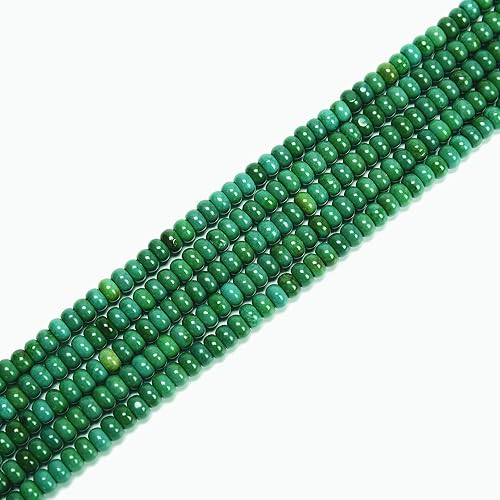 Miniatura 2 de JM Design Cuentas Rondelle lisas turquesa verde oscuro 0.177x0.315 in 15.5 '' hebra para la fabricación de joyas