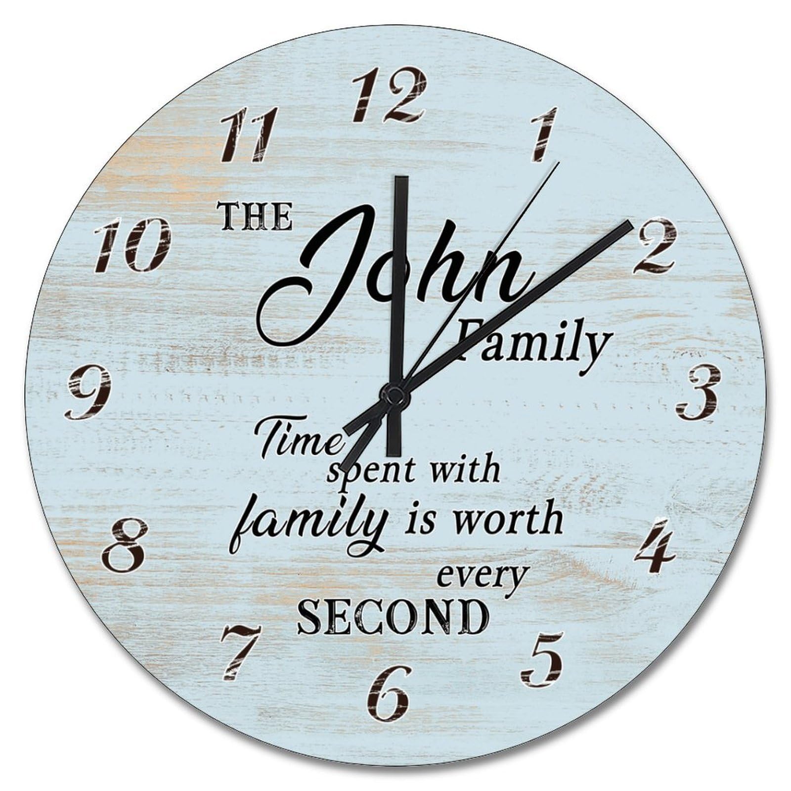 Horloge murale ronde en bois bleu au design raffiné de 38,1 cm