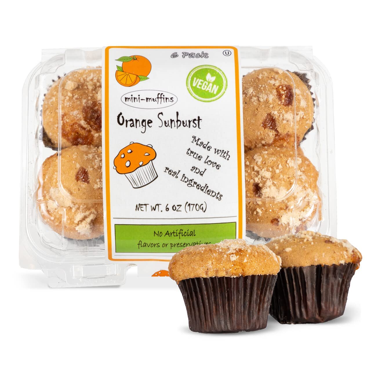 DIJAS Natural Foods Plant-Based 36-Vegan Mini Muffins ONLY $0.97-oz! Natural and Preservative Free Ingredients, Delicious Snack and Breakfast (36 Muffins) (Orange Sunburst)