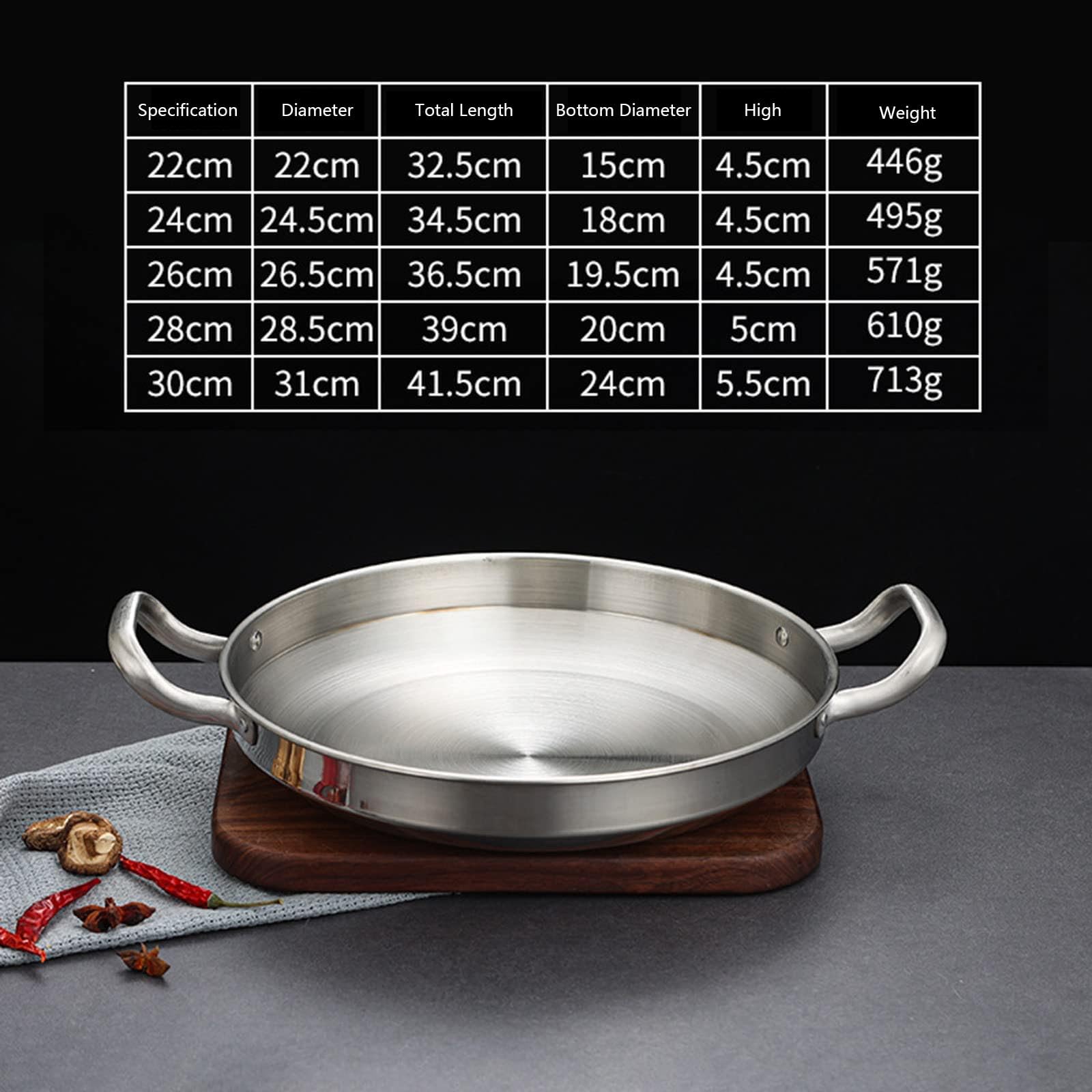 Paella española - Sartén Antiadherente de Acero Inoxidable con Asas remachadas para el hogar Cocina Restaurante,Oro,28cm
