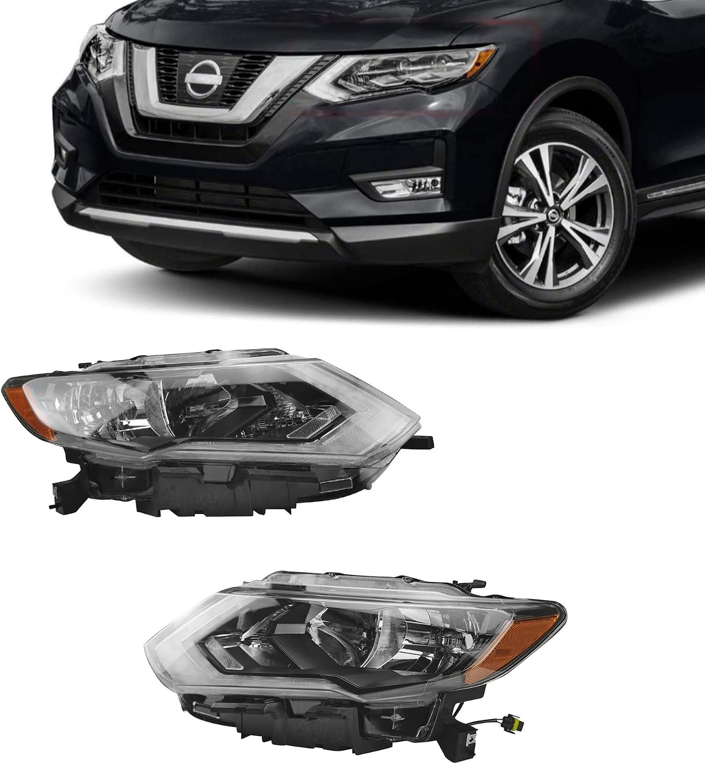 For 2017 2018 2019 Nissan Rogue Headlight Halogen Right & Left Side NI2502254