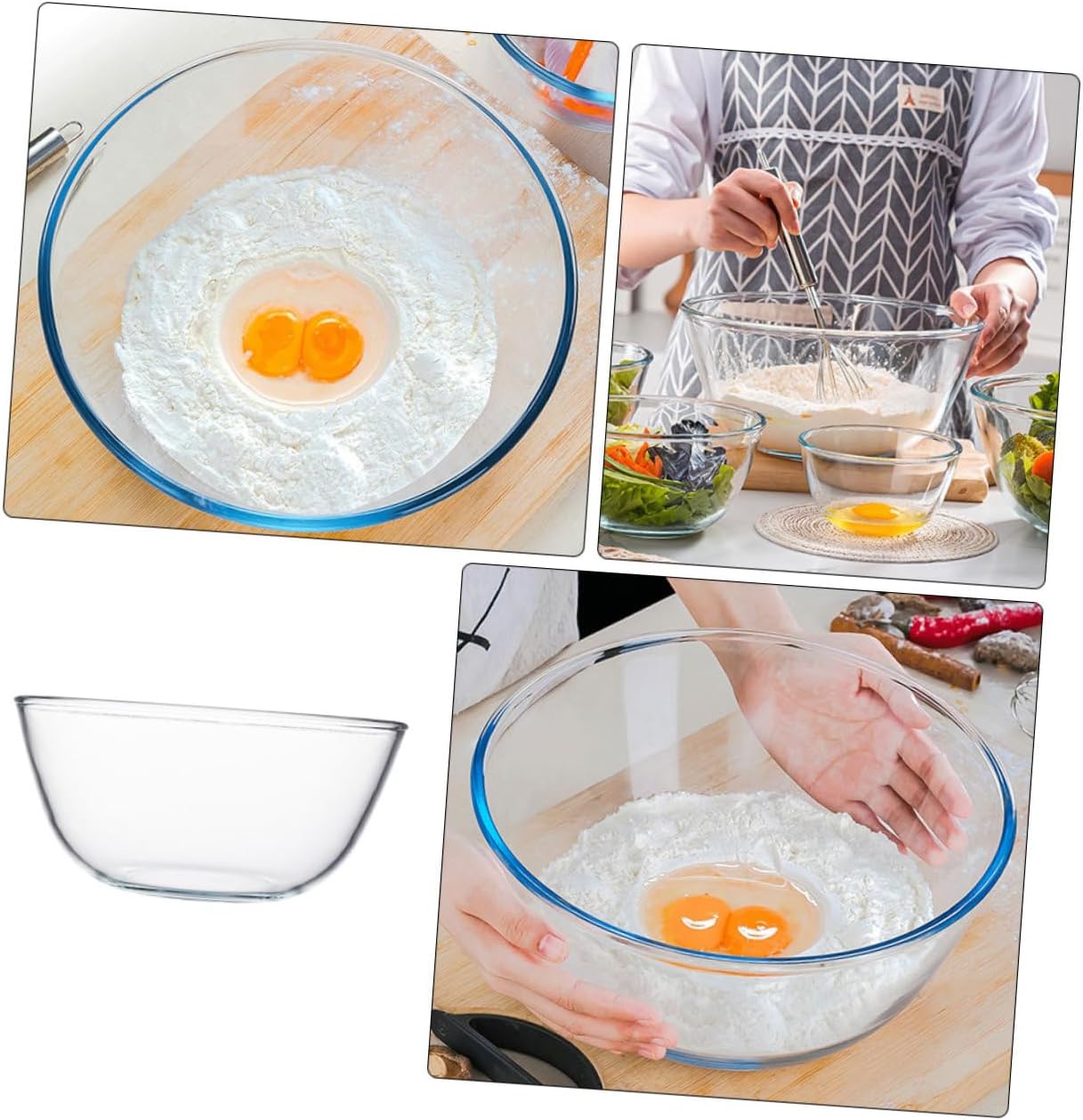 Baking Flour Bowl Glass Mixing Bowl for Beating Salad Preparation and Serving Versatile Capacity for Home Restaurant and Bar Use