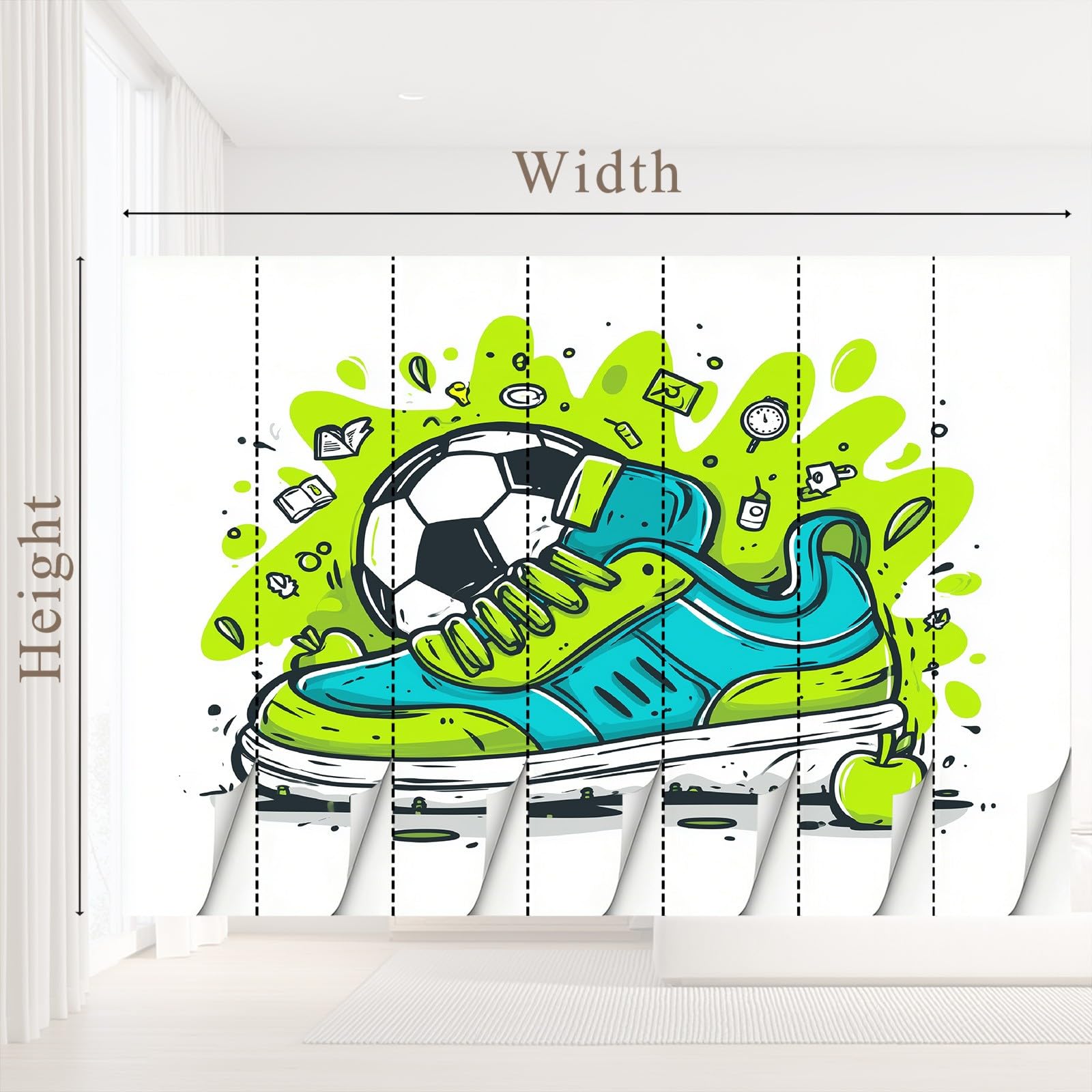 Art Fototapete Graffiti Sport Fototapete 350 x 256 cm Vlies Tapeten Fußball Sneaker Wandtapete Wohnzimmer Schlafzimmer Wohnzimmer Wand tapete Wandbilder Wand