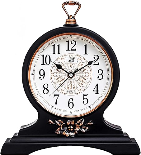 Reloj de escritorio para decoración de manto, reloj vintage con pilas con gancho para sala de estar, dormitorio, oficina, mobiliario de ocultación,