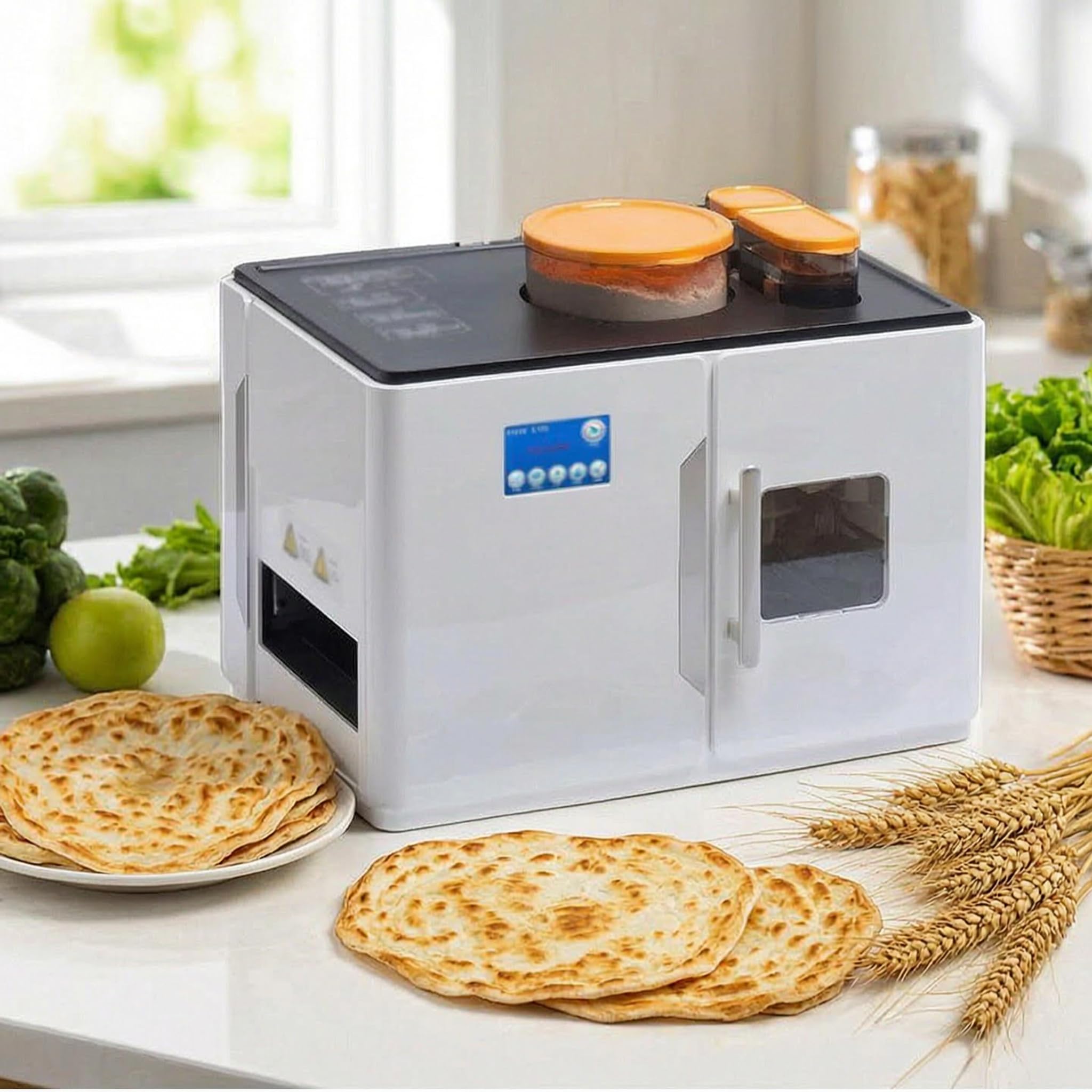 Sjyclaviger Electric Chapati Tortilla Pancake Flatbreads Pita Making Machine, Automatic Roti Chapati Maker, One-Touch Cooking For 20 Chapatis, For Fresh Flatbreads