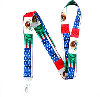 EASTEX Mexico USA Flag Lanyard Keychain - Work ID Lanyard for Keys Badge - ID Holder Keychain - Christmas Stocking Stuffers