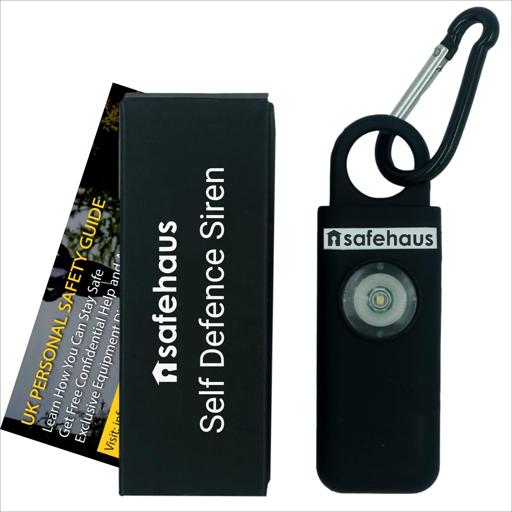 SafehausPersonal Alarms For Women Super Loud 125db Siren and Flashing LED Light including Personal Safety Guide thus ideal Keyrings for Women Men Elderly and Dog Walkers Self Defence Weapons UK Legal