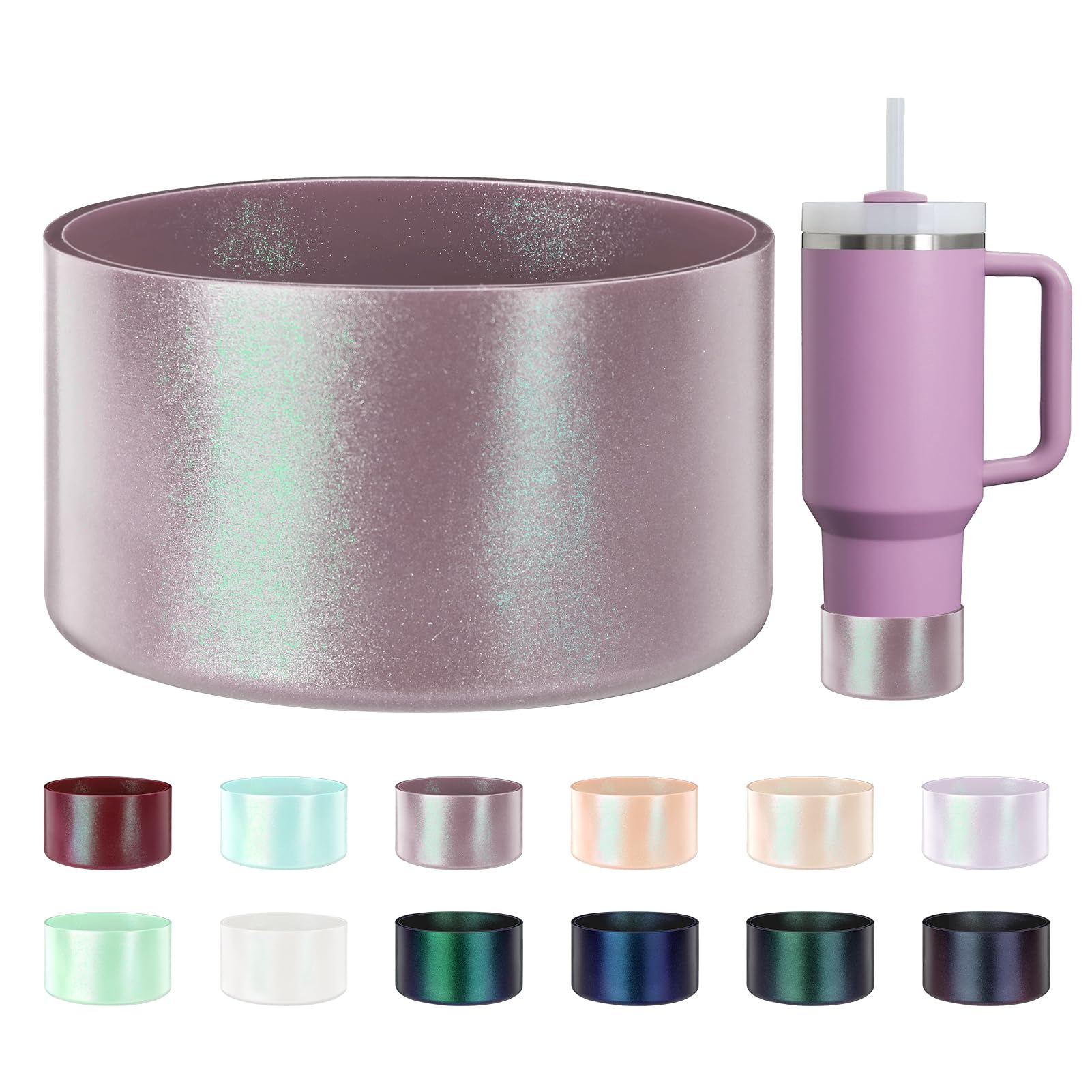 ZXFYE Glossy Gradient Silicone Boot, Compatible with Stanley H2.0 20-40oz & IceFlow 20-30oz, Chameleon Metallic Shimmer Cup Sleeve Protector for