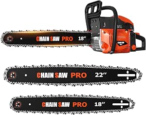 62CC Gas Chainsaw with 18-inch & 22-inch Guide Bars, 62cc 3.5HP Engine, Dual Fuel Tanks, Ergonomic Handle
