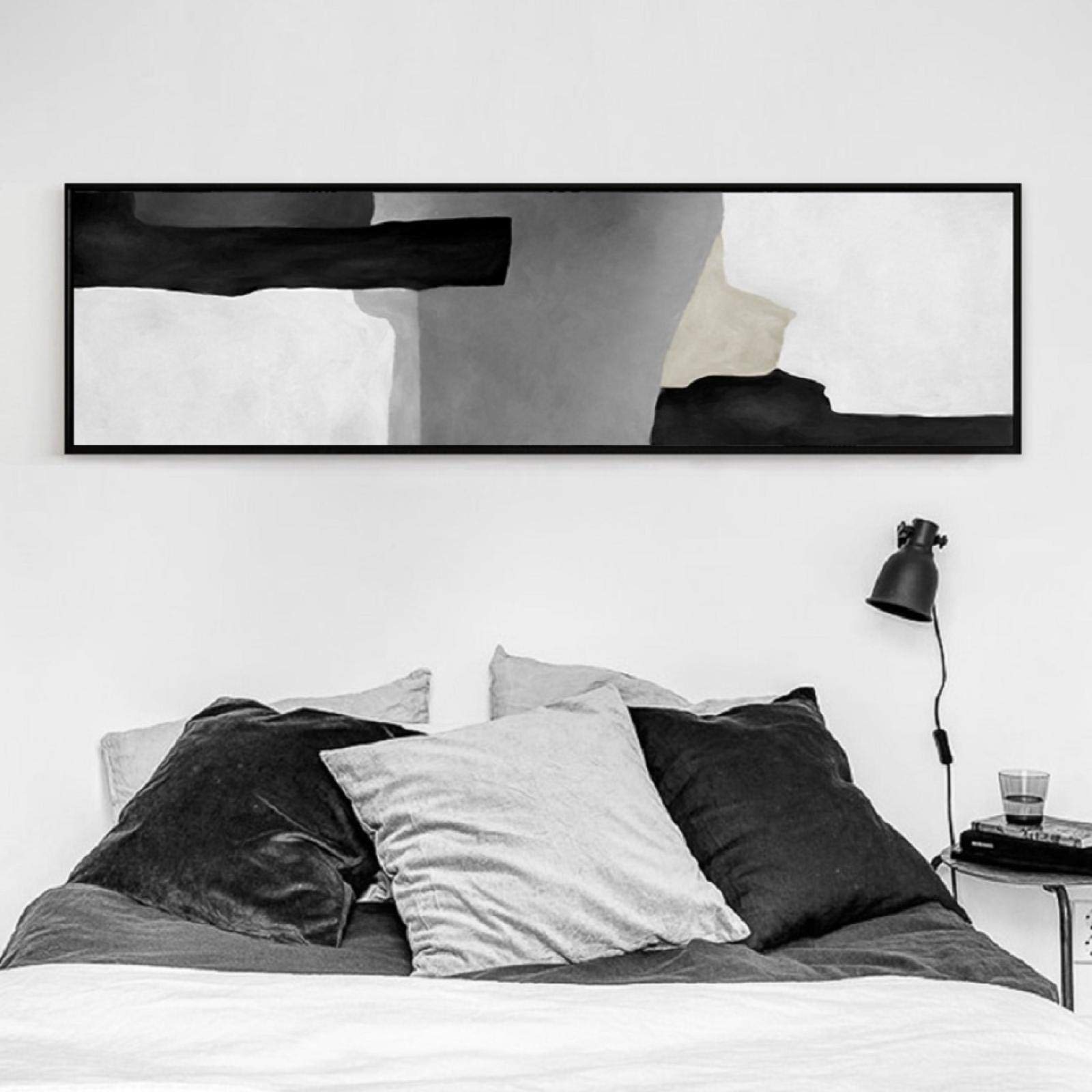 Toile murale abstraite noir et blanc grand format 60x140 cm pour tableau décoration maison - 8